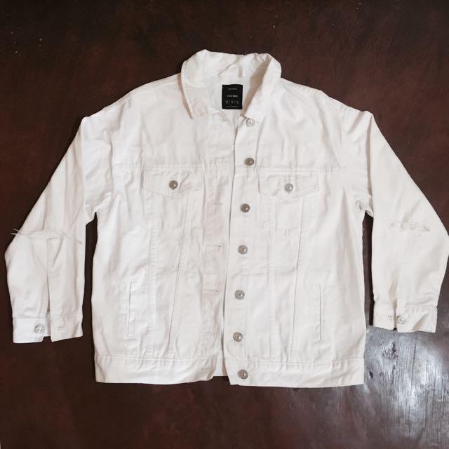 Bershka white denim jacket 2025