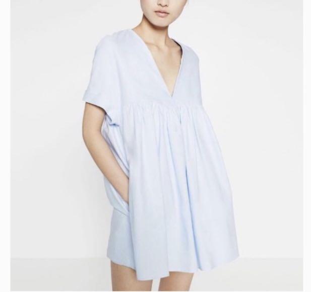 blue babydoll dress zara