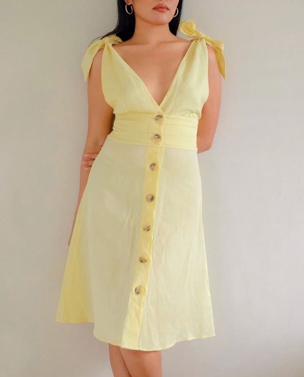 zara yellow linen dress