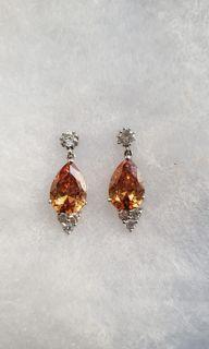 Amber crystal with Cubic zirconia drop Earrings