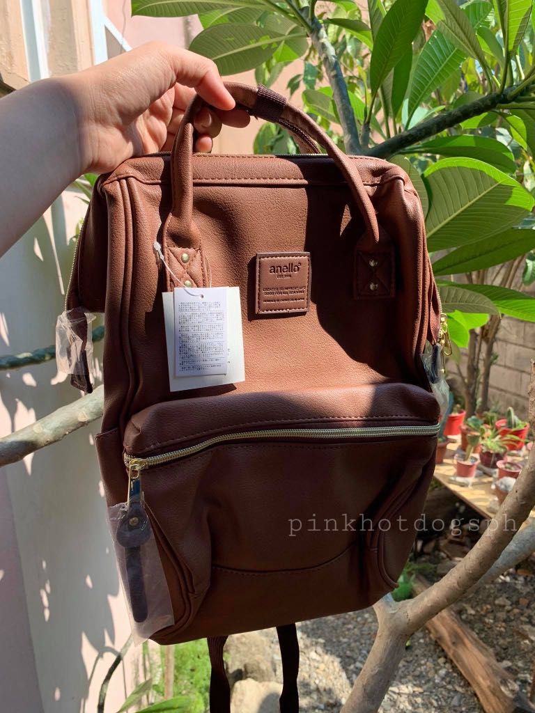 anello brown leather backpack