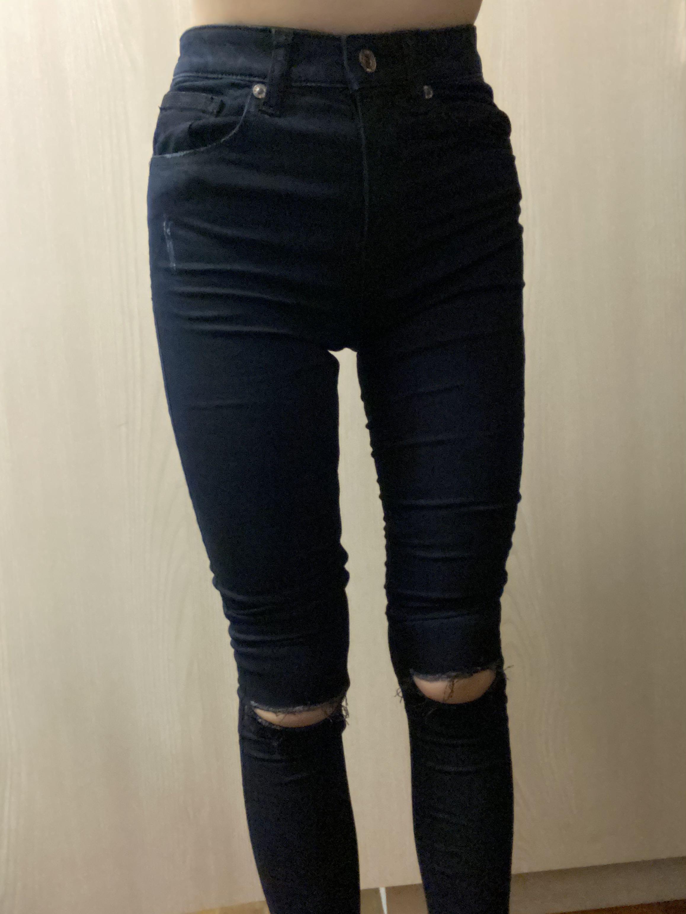 Black ripped jeans womens near me Clearance