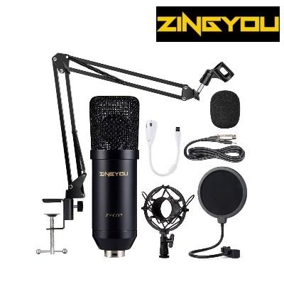 ZINGYOU Condenser Microphone Computer Mic Kit ZY-007 Professional Studio Recording Bundle for Streaming Gaming Broadcasting Singing Videos with Arm Stand Shock Mount Pop Filter and Sound Adapter 