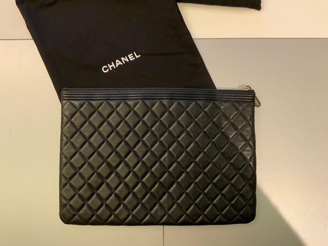 Boy Chanel o case large in black lamb skin, Luxury, Bags & Wallets on  Carousell