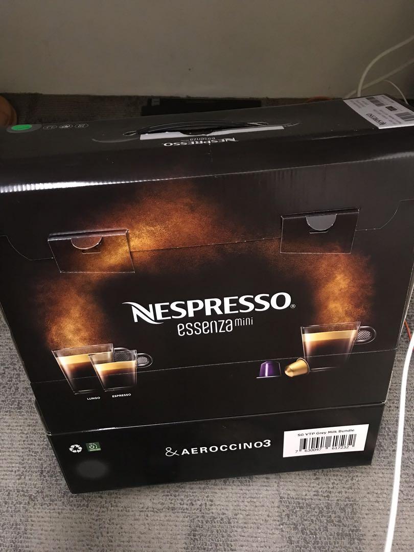 Brand New Nespresso Essenza Mini Intense Grey & Aeroccino Bundle, TV
