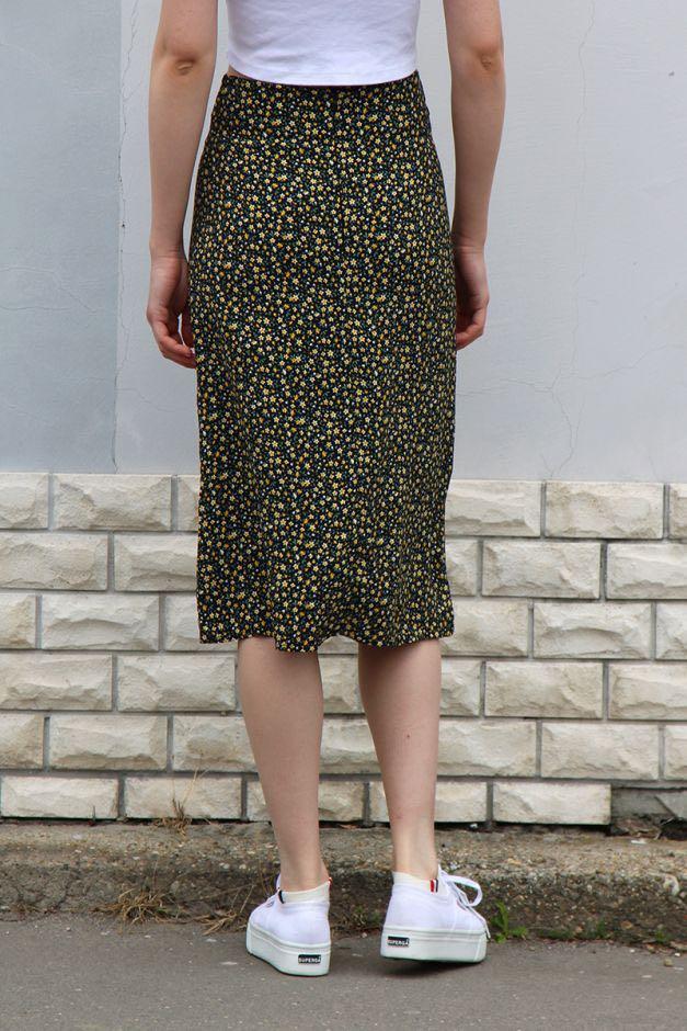 Brandy Melville (BM) Yellow Floral Midi Phoebe Skirt, Women's Fashion ...