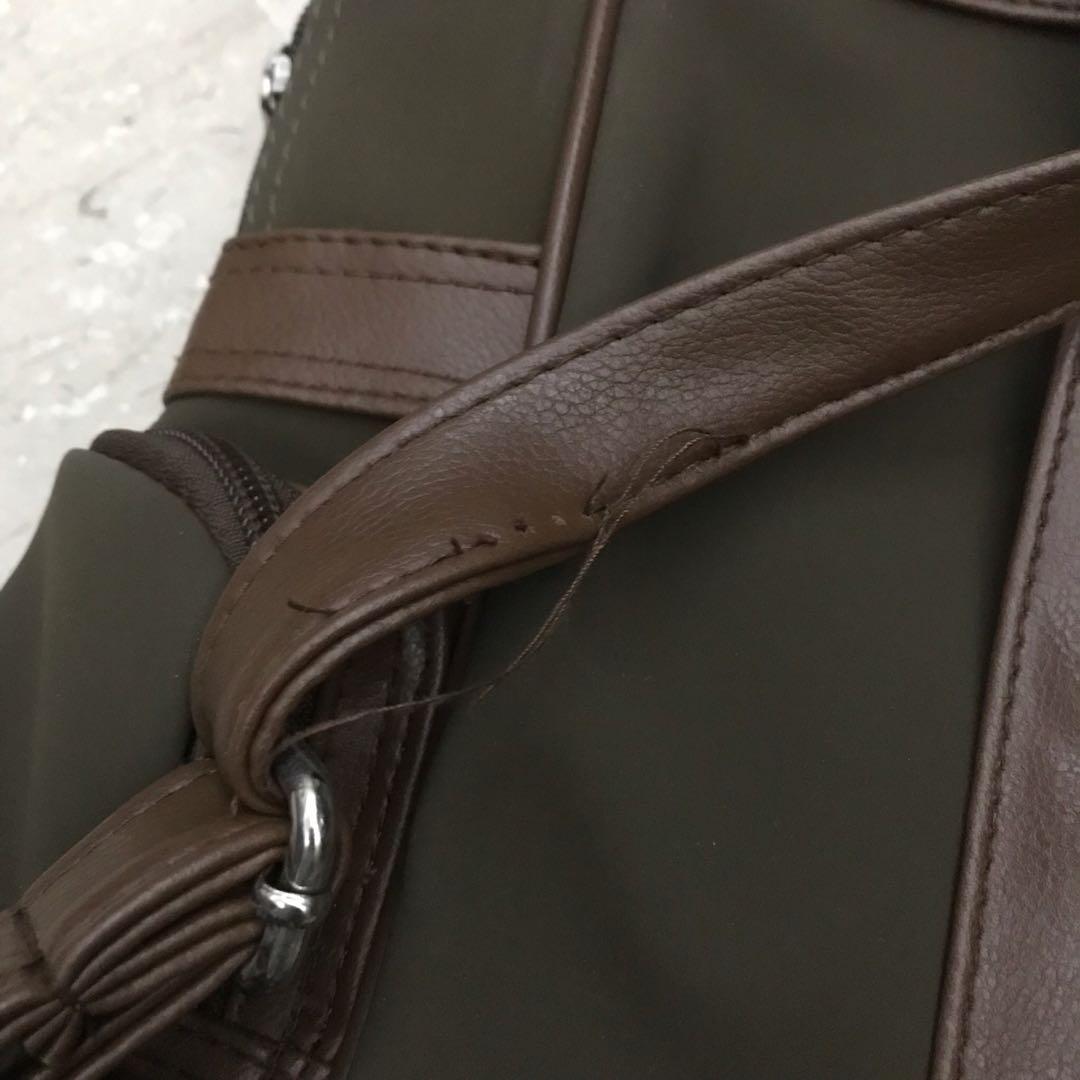 Brown Backpack (Category: Backpacks) located in Singapore. Submitted by flyingpigss (Listing ID 1012420732, Image 3). Description: Very cute piece🌷 Condition 8/10✨ Strings on the straps cane off but can be cut away🌿.