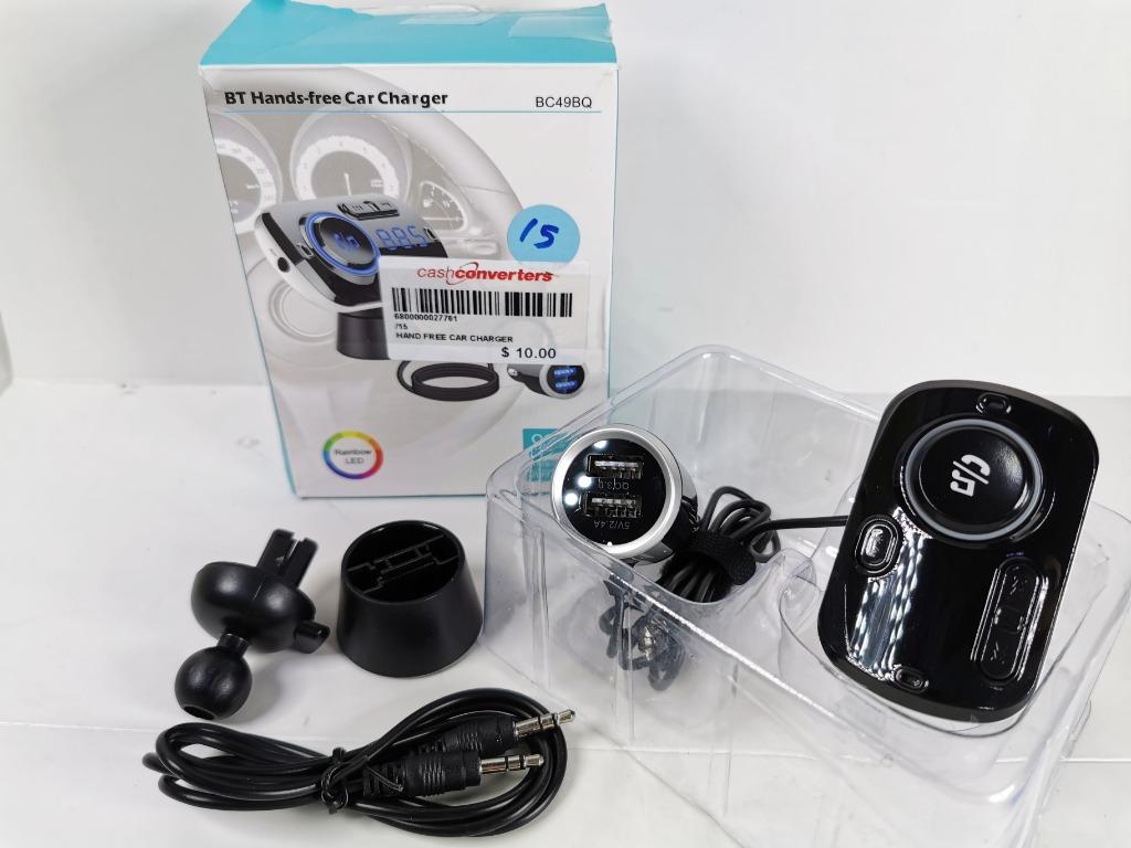 BT HANDS FREE CAR CHARGER WITH FM TRANSMITTER BC49BQ