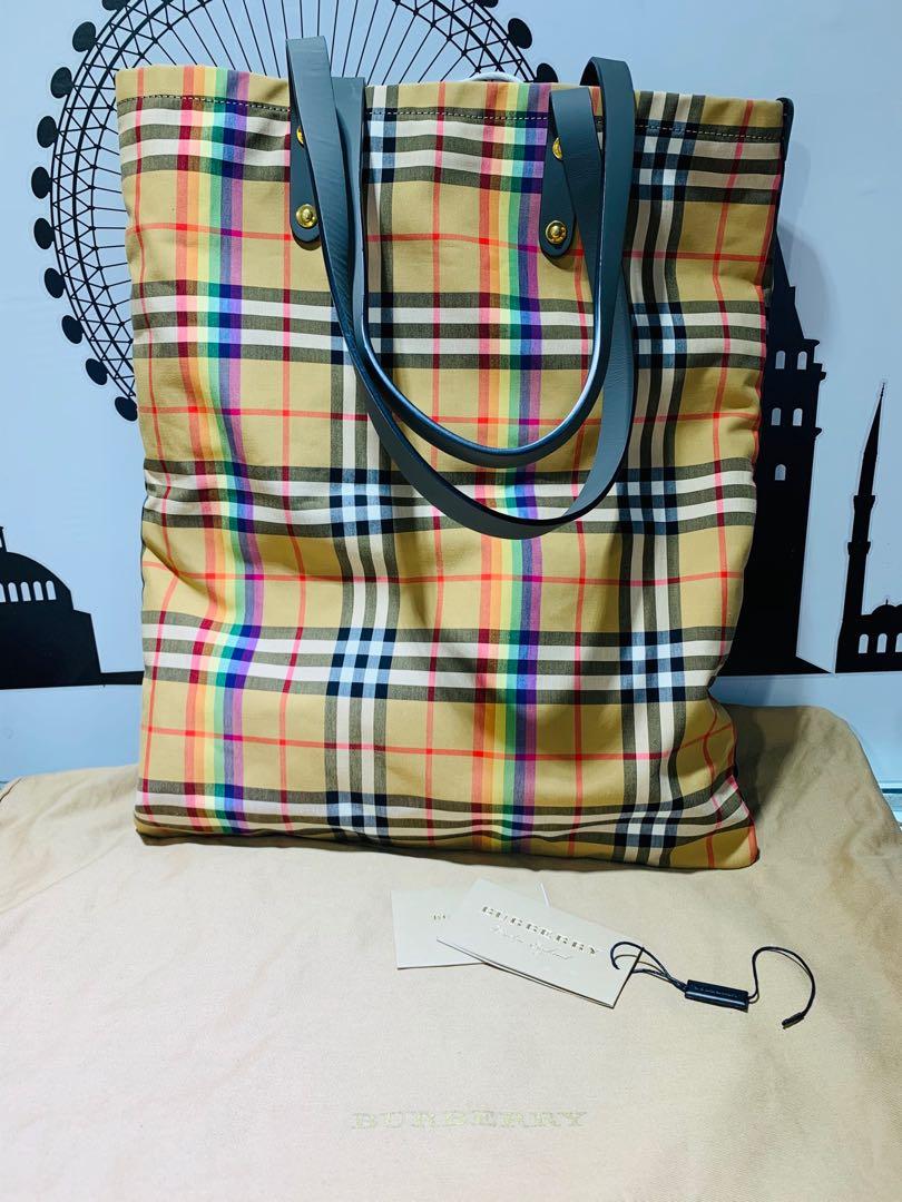 Burberry rainbow oversize tote bag Carousell