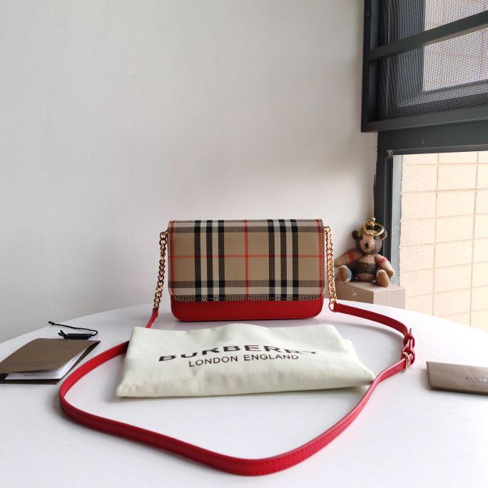 Burberry red WOMENS vintage leather Sling Bag