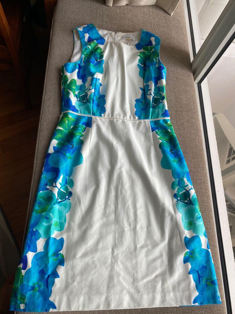 calvin klein blue floral dress