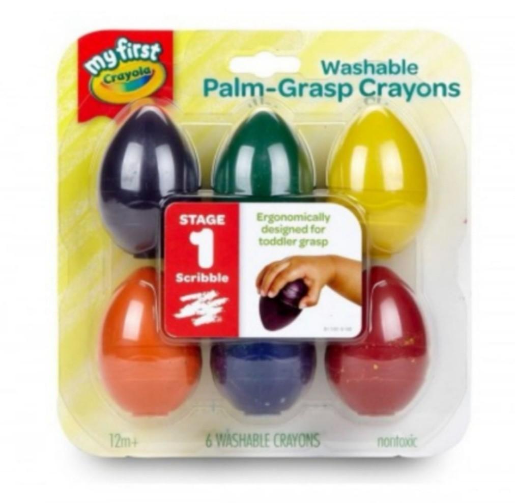 Crayola My First Crayola 6 CT Washable Plam Grip Crayon Coloring for Toddlers Age 1 and above ...