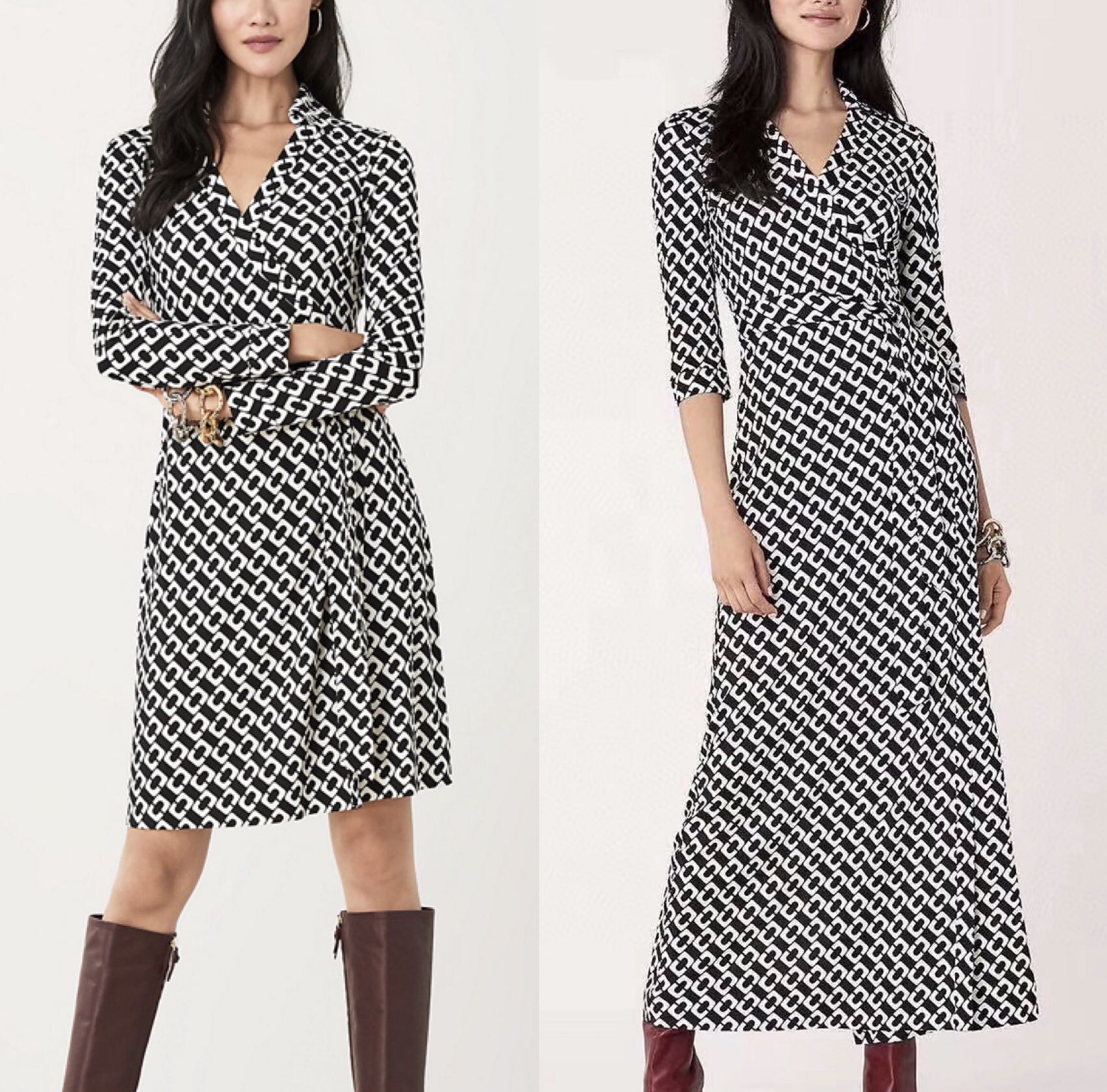DVF New Jeanne Two Chain Link Wrap Dress, Women's Fashion, Clothes