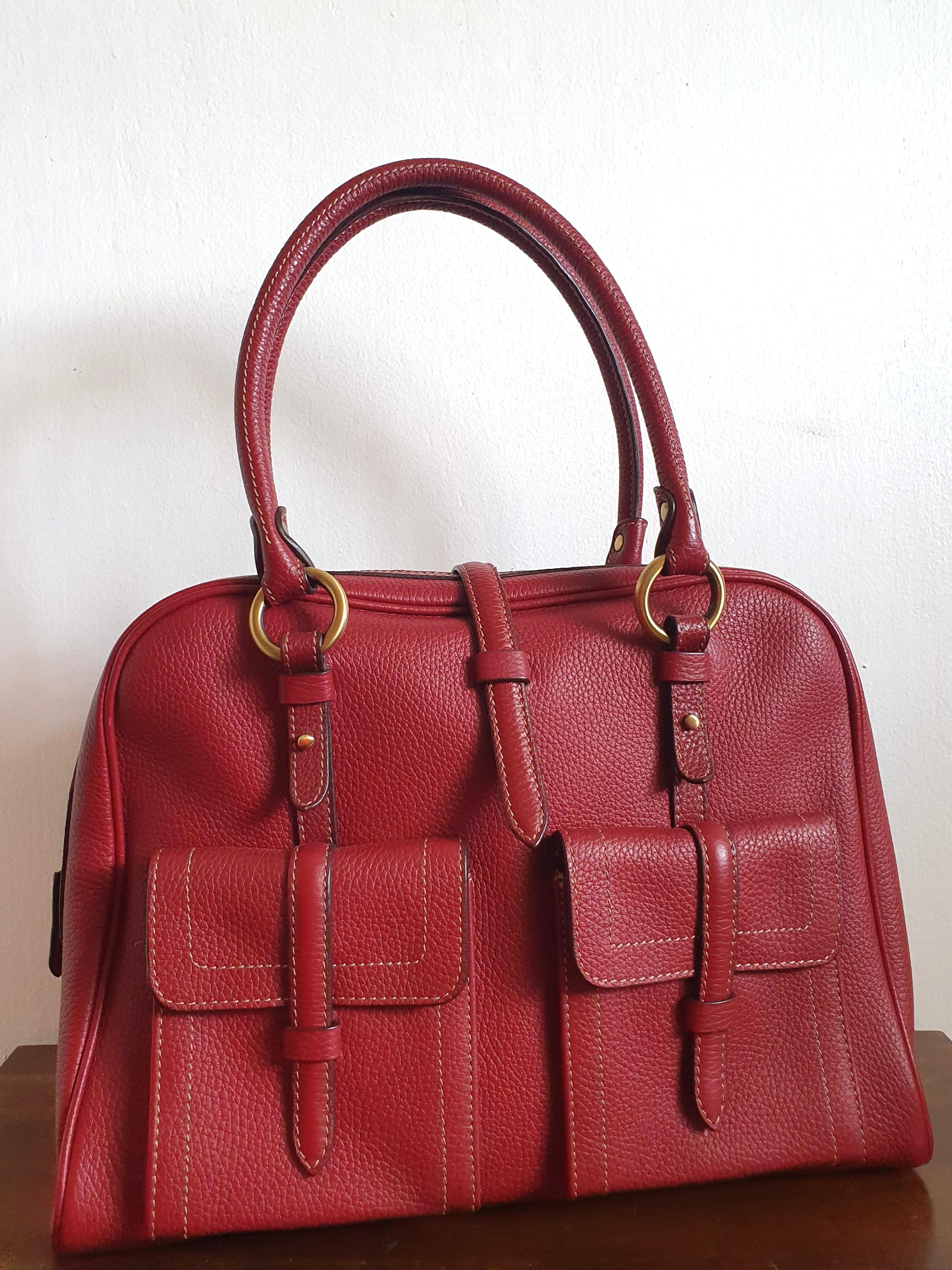 FINO Leatherware Red Leather Bag