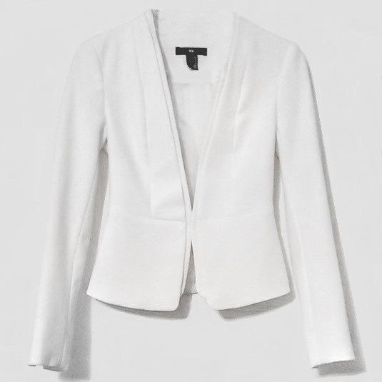 H M Collarless Suit Jacket in Black UK4