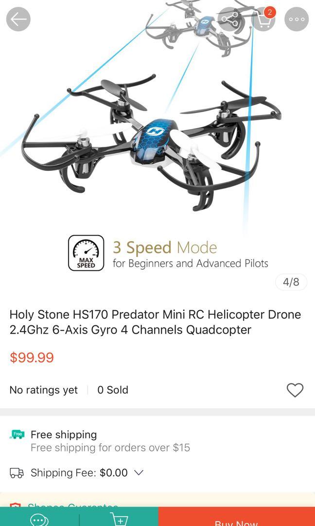 Holy Stone HS170 Predator Mini RC Helicopter Drone 2.4Ghz 6 Axis