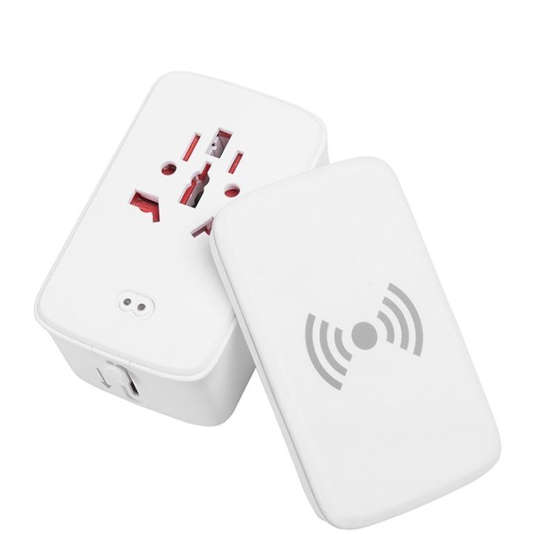 International Travel Adapter with Wireless Charging Pad (White) (Category: Chargers & Cables) located in Quezon City. Submitted by acetechph (Listing ID 1012397740, Image 1). Description: Input 100V-250V Worldwide All in One Universal Travel Adapter 3-in-1 Portable Charger with Dual USB Charging Ports for USA EU UK AUS with Wireless Charging Pad.