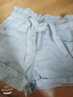 Light blue denim shorts