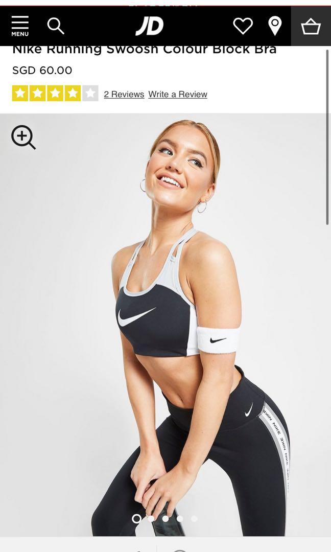 Nike running swoosh colour block bra Clearance