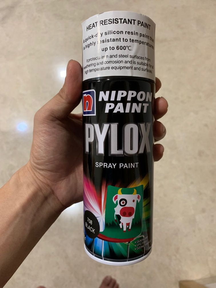 Nippon Pylox Spray Paint Heat Resistant Black 708, Motorcycles