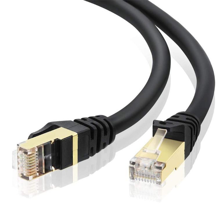 Outdoor Cat 7 Ethernet Cable 15m 50 Ft 26awg Heavy Duty Network Cat7 Gigabit Cord Patch Cable Rj45 Gold Plated Lead Waterproof Ethernet Cable Direct Burial Networking Cord 15m Round Black Electronics Computer Parts Accessories On