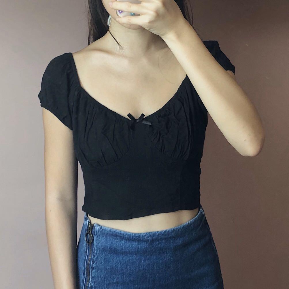 lottie moss tie front bustier top