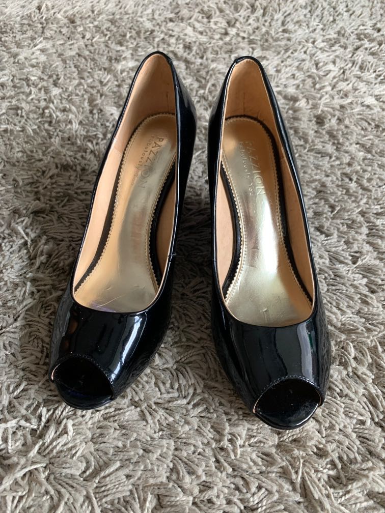 black heels shiny