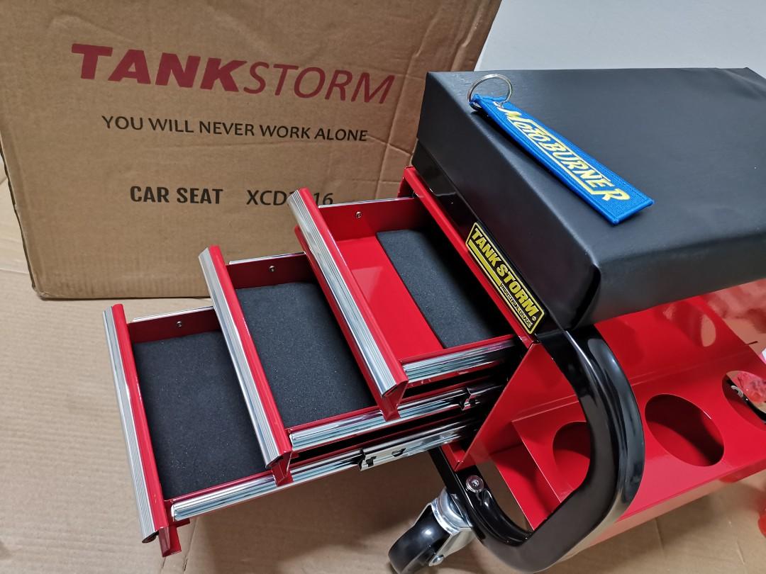Tankstorm Portable bike repair tool box with wheels and seat
