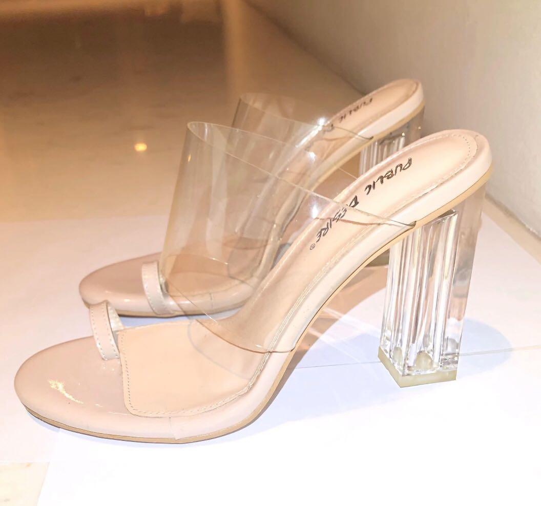 transparent heel shoes