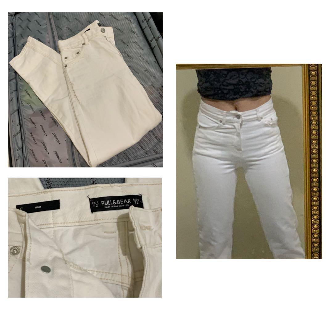 pull and bear white mom jeans