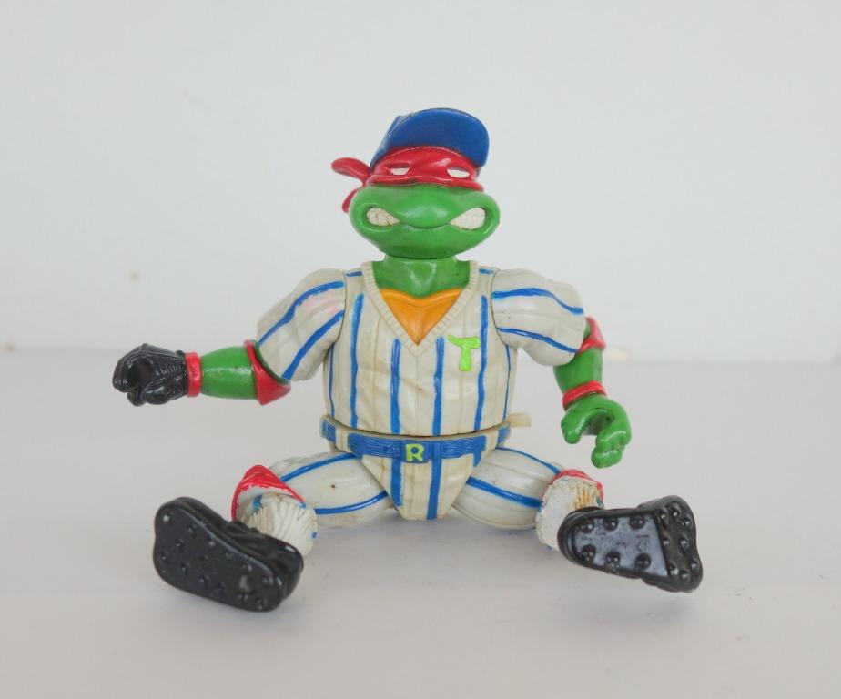 Rare 1980’s Movies Collectibles, TMNT, Teenage Mutant Ninja Turtles,  Raphael Action Figure in a Baseball outfit and cap, Mirage Studios 1991,  Limited