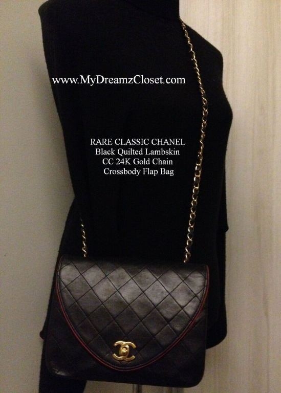 chanel black crossbody gold chain