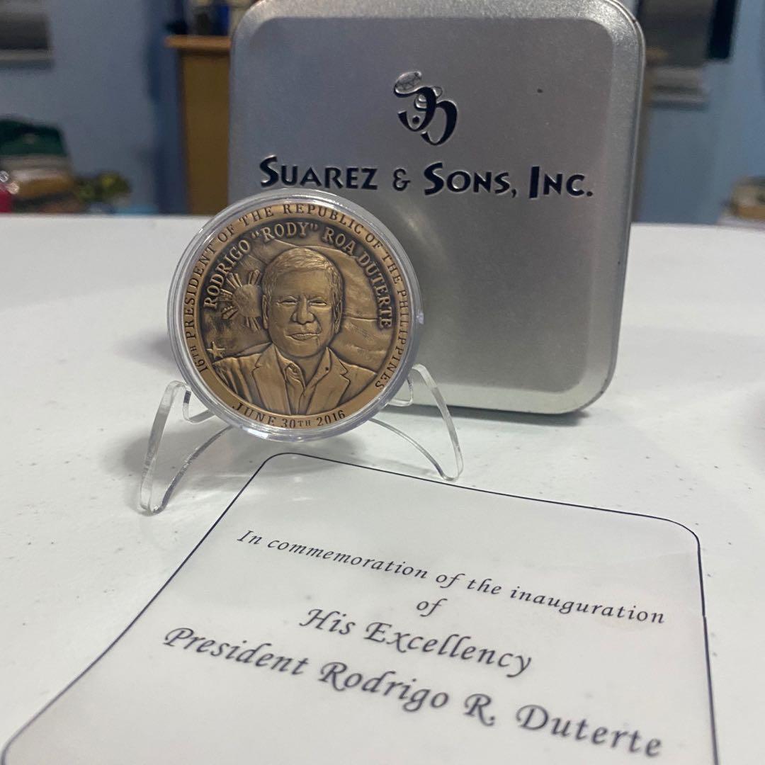 RODRIGO DUTERTE Presidential Inauguration Medal (Category: Currency) located in Dumaguete. Submitted by toylandstuff13 (Listing ID 1012400276, Image 1). Description: NEW President Duterte Inauguration Medal .