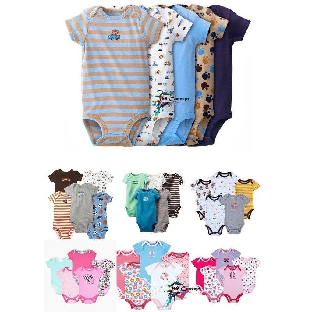 Set 5 PCS Baju Baby Bayi Berkualiti Quality Baby Bodysuit Set 5 In 1  Carter's Romper