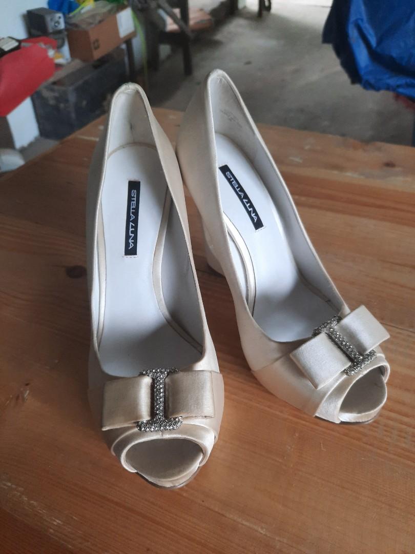 satin peep toe heels