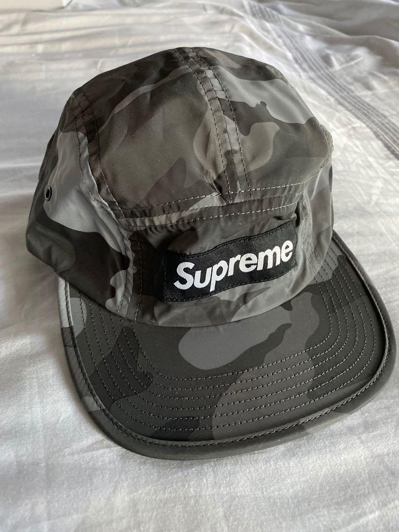 supreme reflective camo camp cap