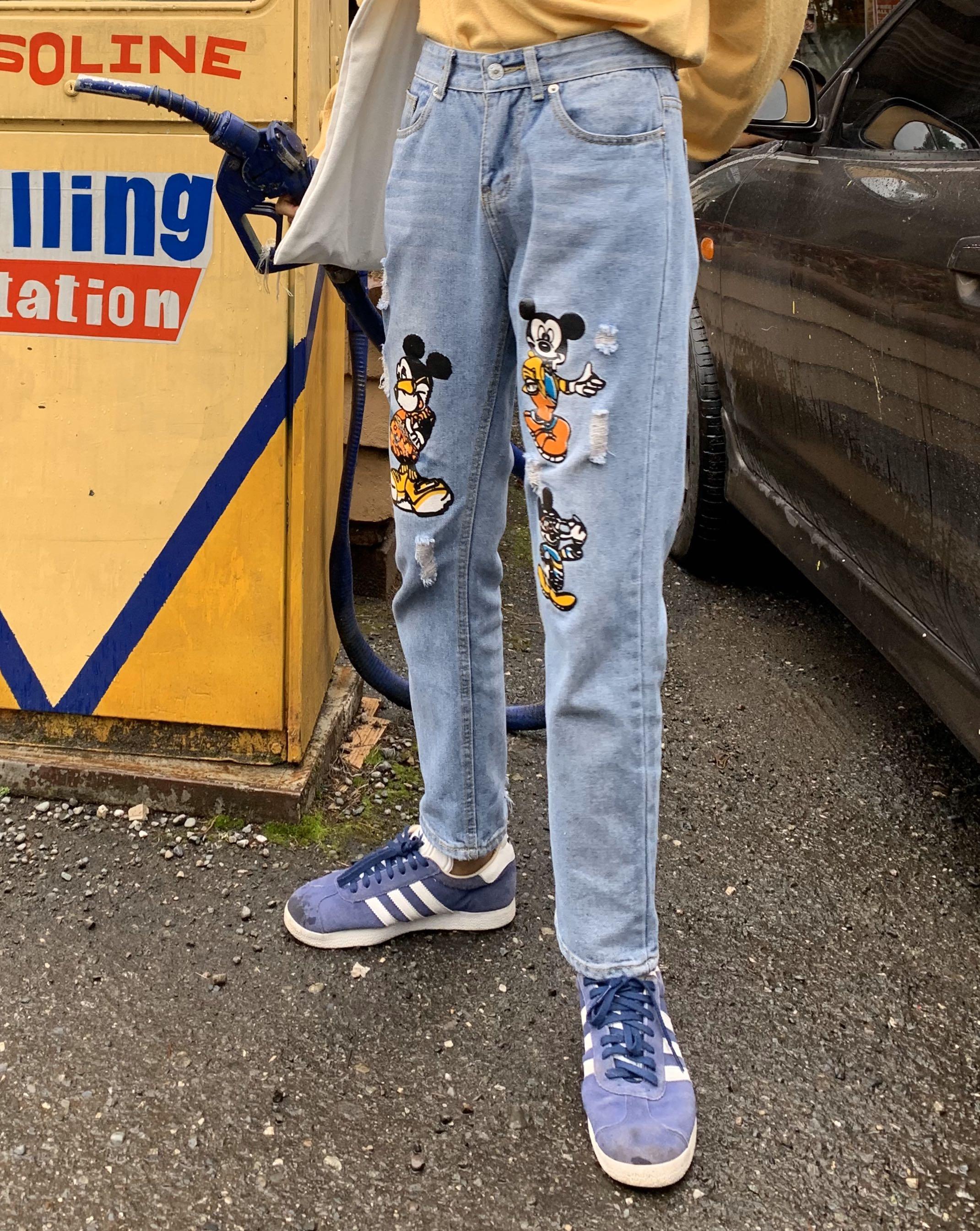 vintage mickey mouse mom jeans, Women's 