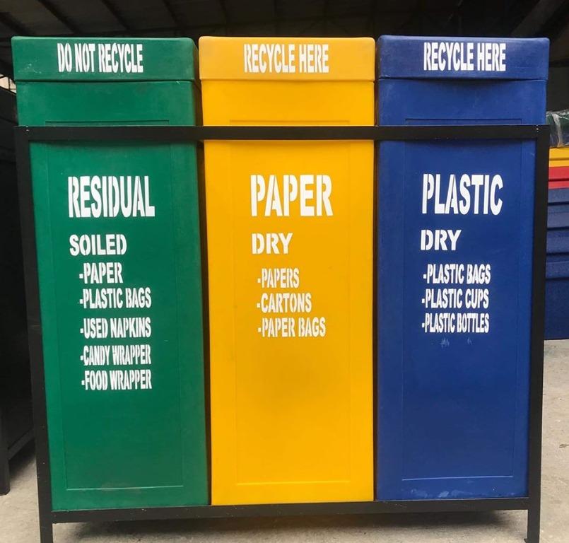 Waste segregation slim bin swing top with metal frame, Furniture & Home ...