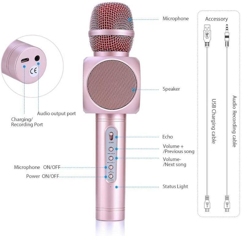 Wireless Bluetooth Karaoke Microphone Fede 3 in 1 Portable