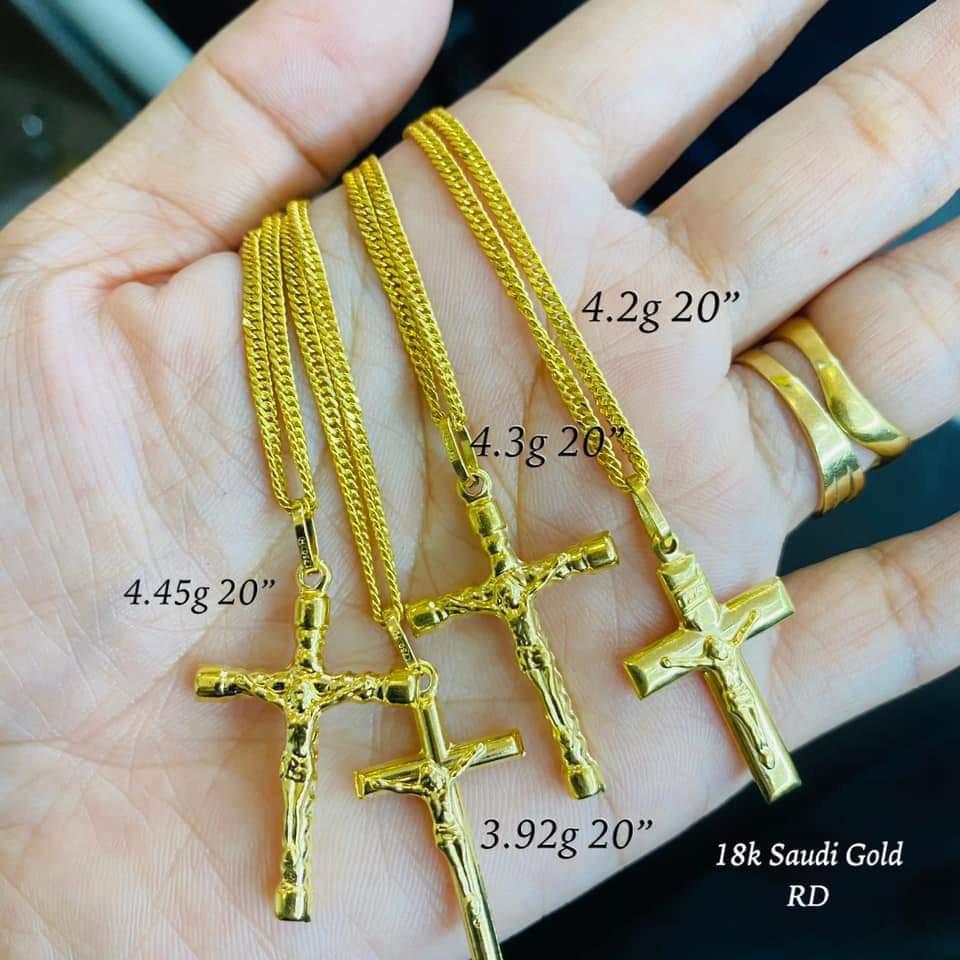 18 karat top gold cross necklace