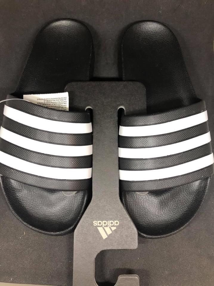 adidas black and white slides
