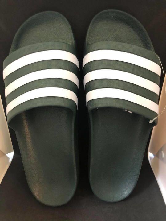 adidas green flip flops