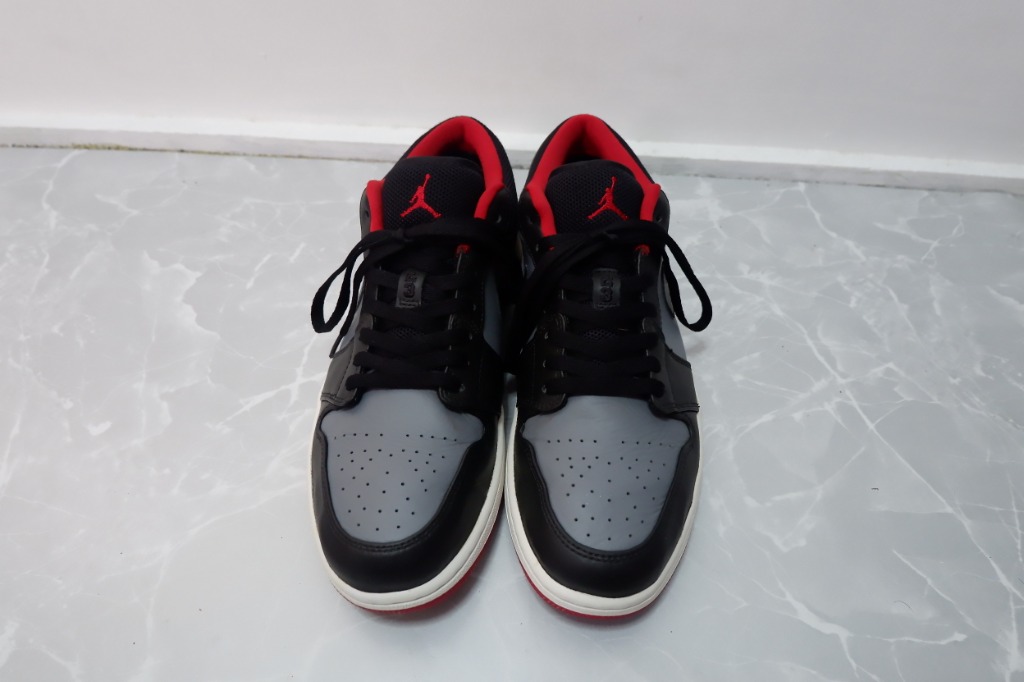 jordan 1 low black dark grey gym red