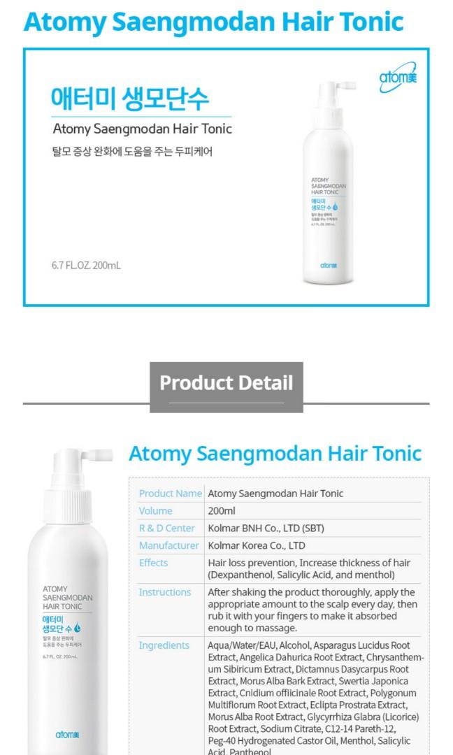 Atomy Saengmodan Hair Tonic, Beauty & Personal Care, Hair on Carousell