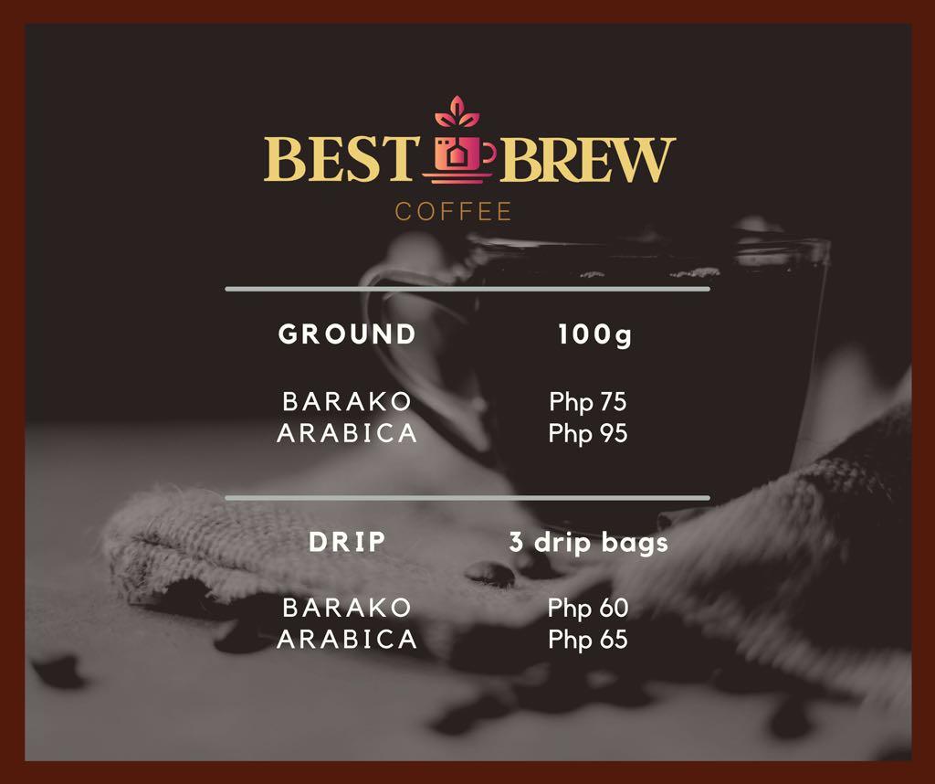Best Brew Ground Coffee (Category: Beverages) located in Quezon City. Submitted by sunnyseven7 (Listing ID 1017406801, Image 1). Description: Strong, natural and carefully cultivated by Filipino Farmers! Barako - 75/100g Arabica - 95/100g.