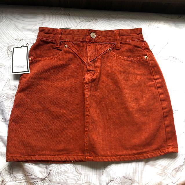 Rust denim skirt