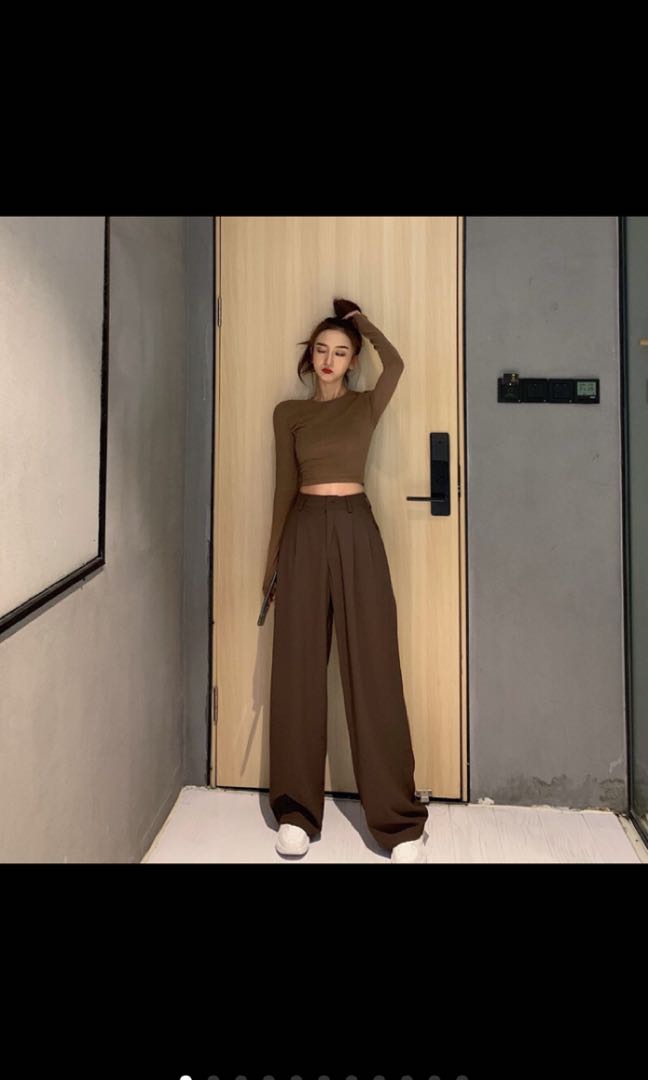 Brown Oversized Pants, Women's Fashion, Bottoms, Other Bottoms on Carousell