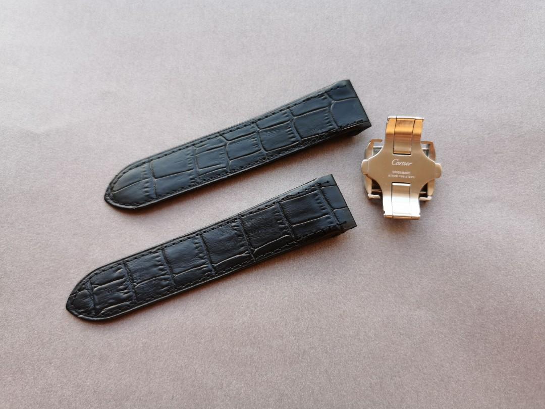 Cartier Santos 100 Black 23mm Croc Leather Watch Strap Men S Fashion Watches On Carousell