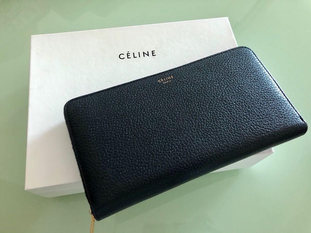 Celine Large Zipped Wallet in Grained Calfskin 牛皮長銀河, 女裝