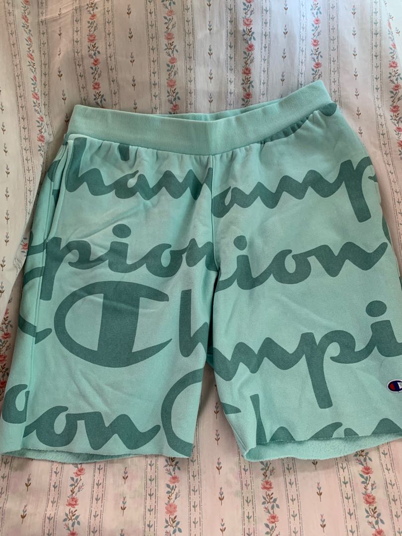 champion reverse weave shorts teal